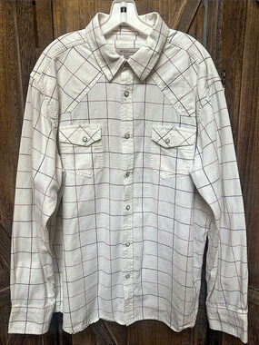 Blue Ranchwear Men's Plaid Cotton Snap Button Long Sleeve Shirt Men’s Size XL